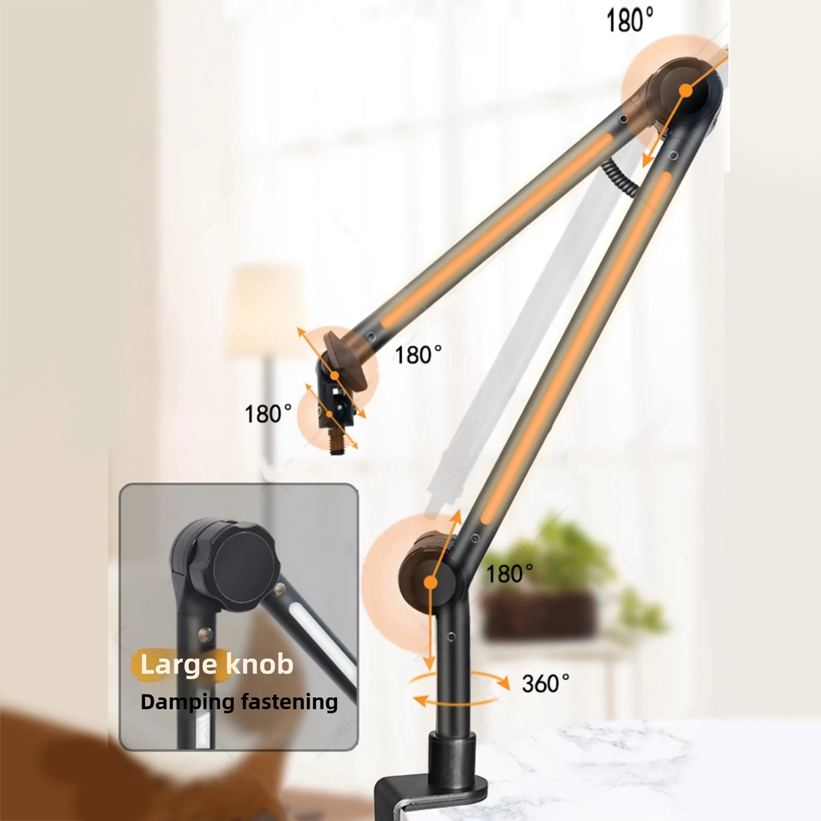 Heavy Duty Microphone Stand Boom Arm Desktop Mic Stand for Most Mic Easy Installation Microphone Boom Arm with Light