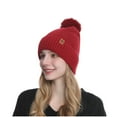 thumbnail image 5 of Xfvqtps Womens Beanie Cute Plush Pompom Knit Solid Color Simplicity Snowflake Label Stretch Soft Fashion Versatile Warm Fall Winter Skull Cap Red, 5 of 5