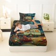 thumbnail image 4 of Erosebridal Green RV Car Twin Sheet Sets 3pcs for Teens Boys Girls,Kids Rustic Cottage Happy Camping Bedding,Breathable Home Decor, 4 of 5