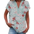 thumbnail image 2 of JTZGDY Linen Shirts for Women Cute Summer Short Sleeve Half Button V Neck Graphic T-Shirts Trendy Oversized Casual Tie Dye/Floral Printed Beach Vacation Tunic Tees Blouse C-Light Blue#02 M, 2 of 7