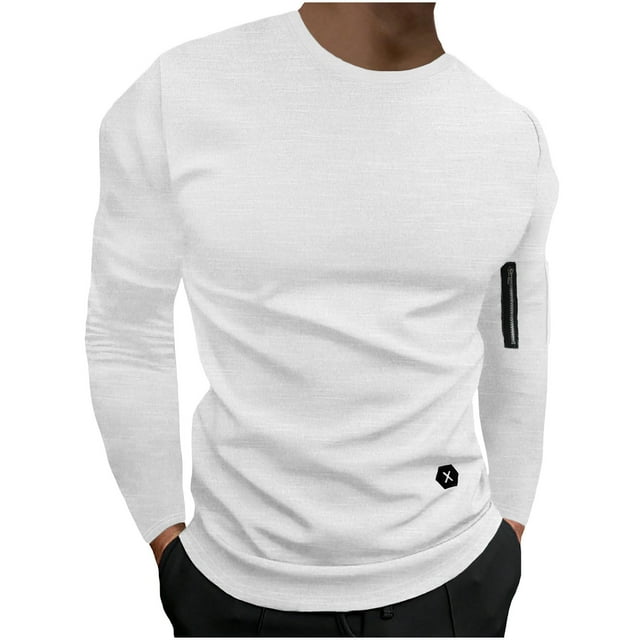 pstuiky manga larga de hombre, Camisa básica de cuello redondo y manga larga de color liso para hombre de moda camisetas de hombre xl