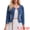 Blue, variant on DARING DIVA Women's Collarless Cardigan 3/4 Sleeve Jean Jacket L Light Blue