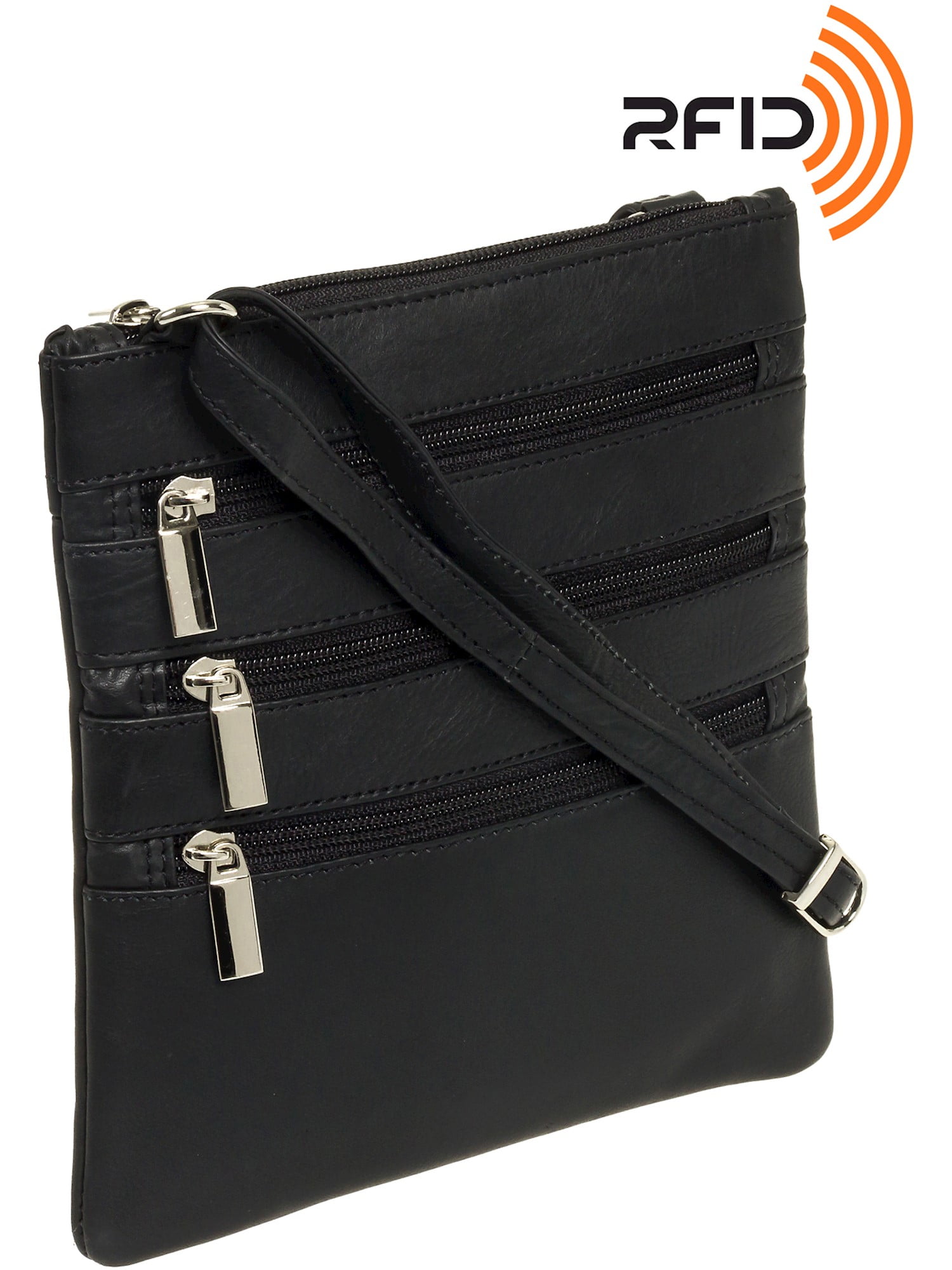 black and silver crossbody purse