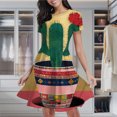 thumbnail image 2 of Colorful Patchwork Cactus Pot Women's Classic Swing Skater Dress Casual Work Party Cocktail Dresses, 2 of 6