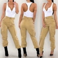 thumbnail image 3 of Pantalon Cargo Taille Haute pour Femmes, Coupe Ajustée, Jogger Décontracté avec Poches, 3 of 4