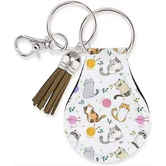 Jolitee Neoprene AirTag Compatible Case Keychain – Durable & Stylish Holder with Secure Ring and Clip, Compatible with Apple AirTag (Cat)