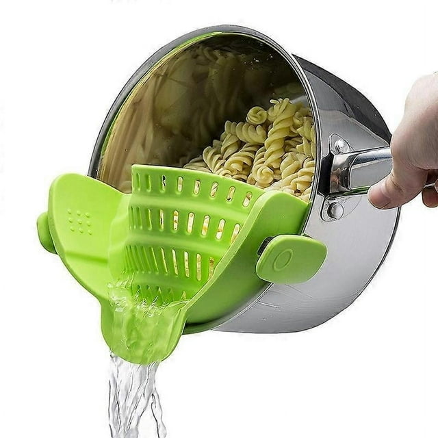 Colador de cocina de silicona con clip para escurridor de sartenes