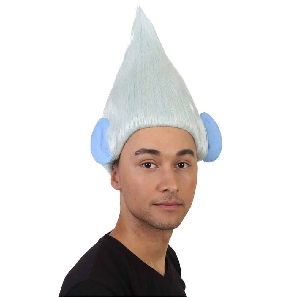 HPO| Adult Unisex Pointy Silver Troll Wig with Ears | Breathable Wefted Capless Cap