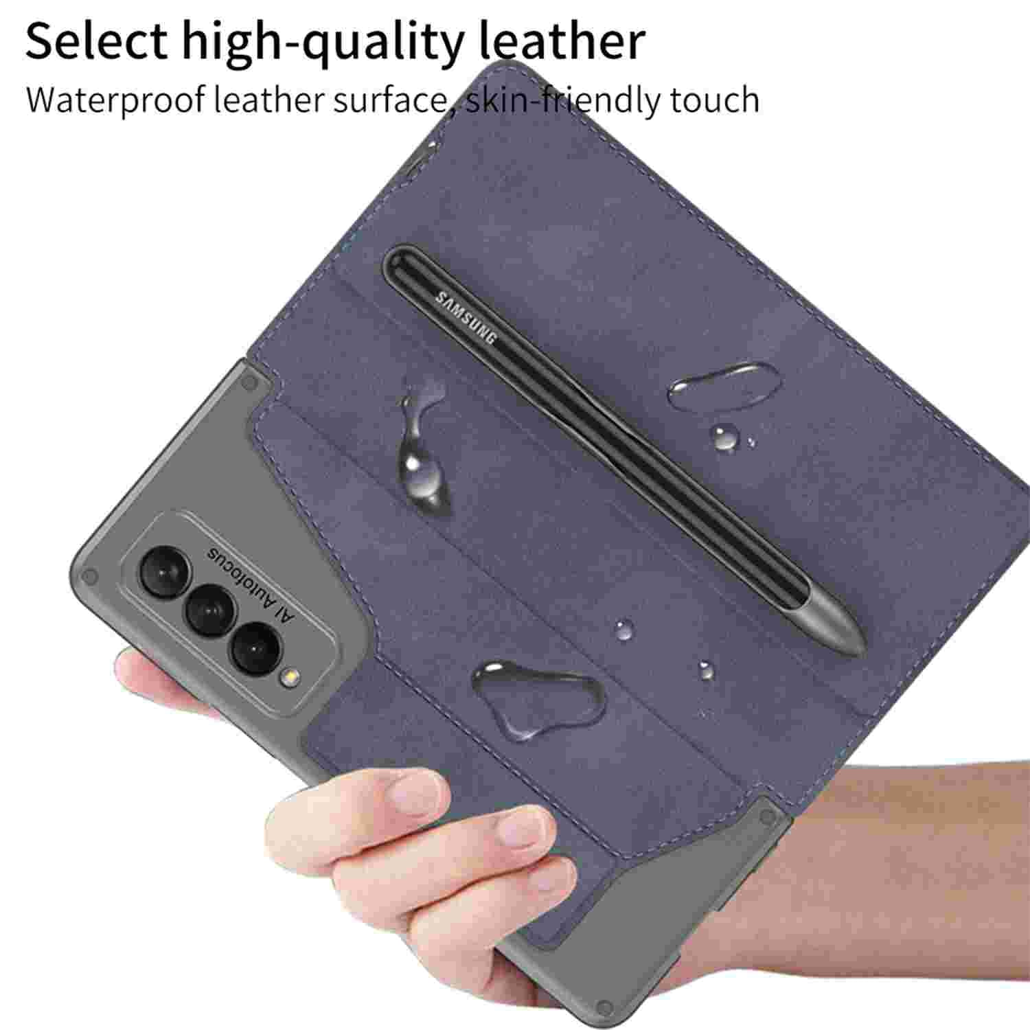 TECH CIRCLE For Samsung Galaxy Z Fold 6 5G Case, Slim Fit Luxury PU Leather Removable S Pen Holder Kickstand Protective Flip Wallet Case For Samsung Galaxy Z Fold 6 5G,Carbonfiber Texture