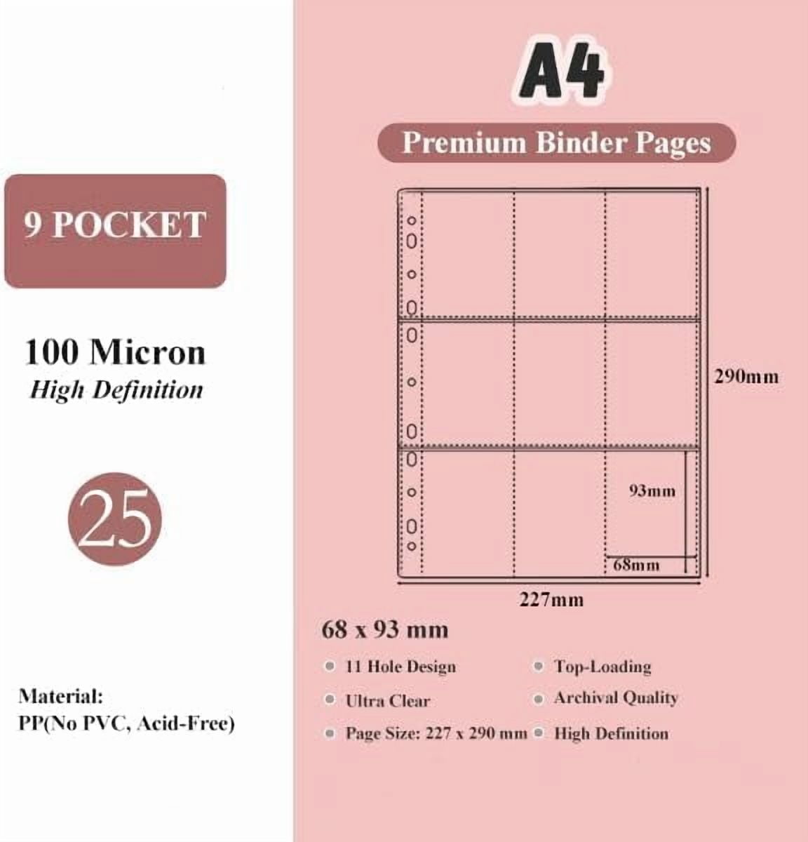 A4 Kpop Photocard Binder with 25 Pages 9 Pocket, 2x3 inch Kpop Photocard Holder Book, Photo Album for Fujifilm Instax Mini Camera Polaroid Printer Photo Film (White)