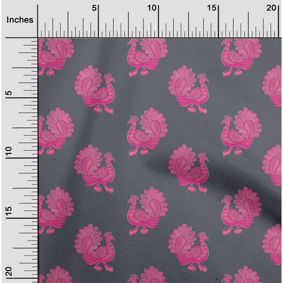 oneOone Cotton Poplin Fabric Peacock Block Decor Fabric Printed BTY 56 Inch Wide