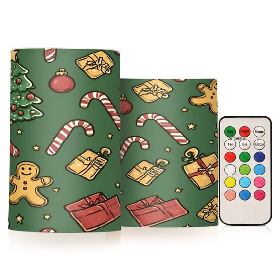 Yayeee Flameless Candles with Remote Flickering Battery Operated Multi Color Changing, Yellow Christmas Gingerbread