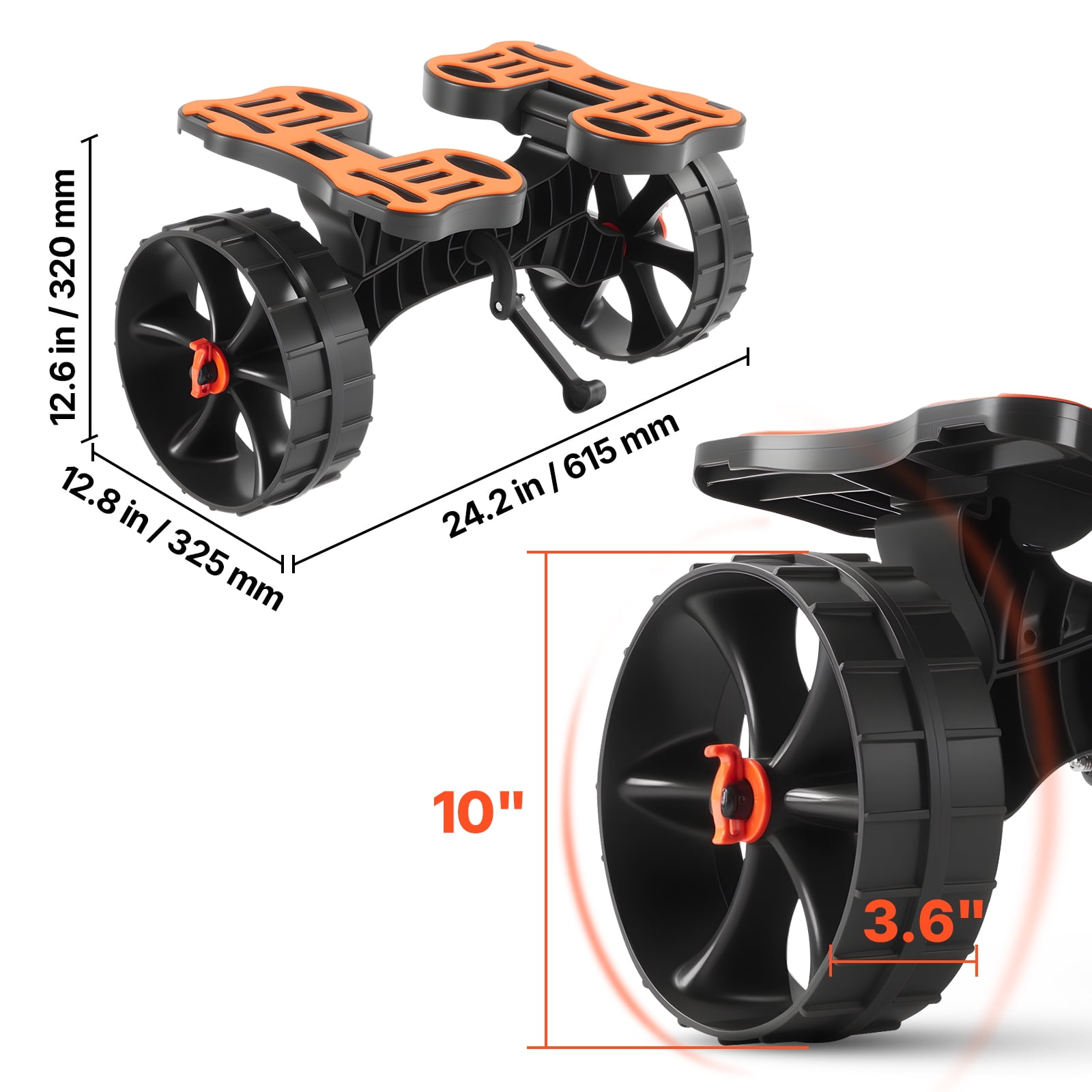 KFFKFF Foldable Kayak Cart with 300 lbs Capacity,Durable Trolley Featuring 10-inch Solid Rubber Tires & Ratchet Strap, Ideal for Transporting Kayaks, Canoes, Paddleboards, Float Mats, and Small Boats