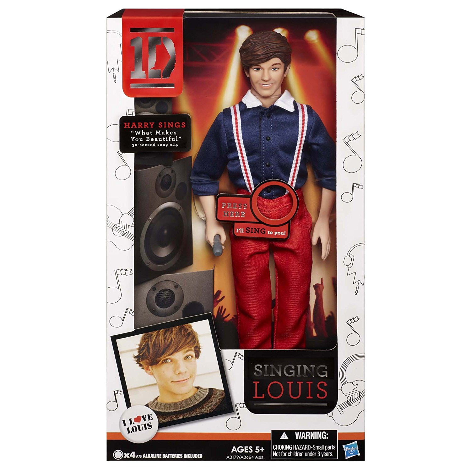 One Direction 1D Singing Series Collection Singing Louis Toy Doll with Outfit,