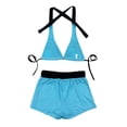thumbnail image 3 of 2 Piece Y2k Halter Bikini Sets Vintage Y2k Floral Swimsuit Beach Sets (Blue M), 3 of 5