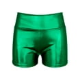 thumbnail image 4 of IEFIEL Womens Gymnastics Shorts Shiny Biker Dance Yoga Spandex Booty Shorts Green M, 4 of 6