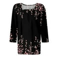thumbnail image 5 of Womens 3/4 Sleeve Tops Square Neck Summer Shirts Blouses Buttons Pleated Floral Print Plus Size Tunic Tops Clearance, 5 of 5