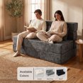 thumbnail image 4 of Oak and Birch Boneless Folding Sofa Bed Floor Couch with Pillow, 3-in-1 Convertible Chaise Lounge & Sleeper, Chenille, Queen, Dark Gray, 4 of 8