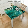 thumbnail image 2 of WYYP Marble Fitted Tablecloths Square, Green Gold Marble Elastic Edge Home Decor Tablecloth, Stain &amp; Dust Proof Washable Polyester Table Cover for Kitchen Living Room Use White, 2 of 7