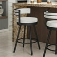 thumbnail image 3 of Amisco Eller 27" Faux Leather Swivel Counter Stool in Off White Black, 3 of 6