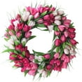 thumbnail image 2 of ERTZAE Pink Artificial Tulip Wreath – Spring Door Wreath,Front Door Decor,Mother'S Day/Valentine'S Wreath,Wedding Festive Decoration,Indoor/Outdoor Floral Wreath,Durable Shed-Free Wreath, 2 of 7