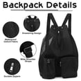 thumbnail image 3 of Bocaoying Mesh Drawstring Swim Backpack, Quick-Dry Sand-Free Beach Bag, Lightweight Gym Sack with Pockets, Black, 3 of 7