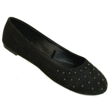 

Shoes 18 Womens Classic Round Toe Ballerina Ballet Flat Shoes Twinkle Stude Black/Black 9