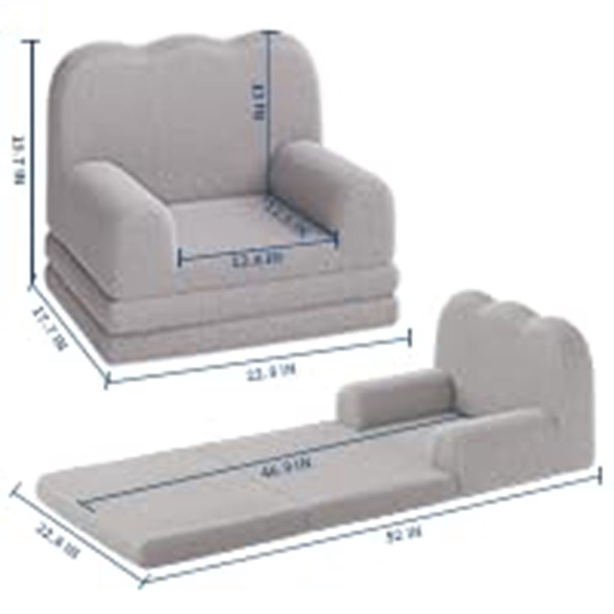 Soonbuy Kids Couch, 2-in-1 Convertible Teddy Fleece Fabric Toddler Sofa Chair, Soft Fold Out Couch Lounger for Kids, Comfy Children's Sofa Bed for Playroom, Nursery, Birthday Gift