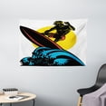 thumbnail image 1 of Ride The Wave Tapestry, Dude Surfing the Big Waves in Ocean Exotic Sports Sea Beach Hobby Graphic Art, Wall Hanging for Bedroom Living Room Dorm Decor, 60W X 40L Inches, Multicolor, by Ambesonne, 1 of 2