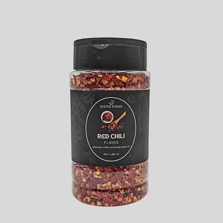 Zestiq Foods Organic Red Chili Hot Crushed 4.5 Oz. – Premium Spicy Crushed Red Pepper Flakes for Cooking, Seasoning & Marinades – Natural, Non-GMO, Perfect for Pizza, Pasta & Indian Cuisine