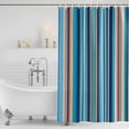 thumbnail image 6 of 60x72 Inch Shower Curtains for Bathroom, Mexican Style Fabric Bath Curtain Decor, Colorful Mexico Stripes Light Blue Waterproof Restroom Curtains Shower Set Accessories with 12 Hooks 60 Inch, 6 of 7