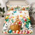 thumbnail image 2 of Feelyou Cute Bunny Rabbit Twin Sheet Sets for Child, Cartoon Easter Egg Twin Fitted Sheet, Spring Flower Floral Flat Sheet, Luxury Bedroom Decor, 3pcs, 2 of 7