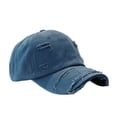 thumbnail image 2 of Eoperou Sun Protection Extended Brim Adjustable Bucket Baseball Cap Distressed Ripped Hole Unisex Hat Fashion Accessories, 2 of 8