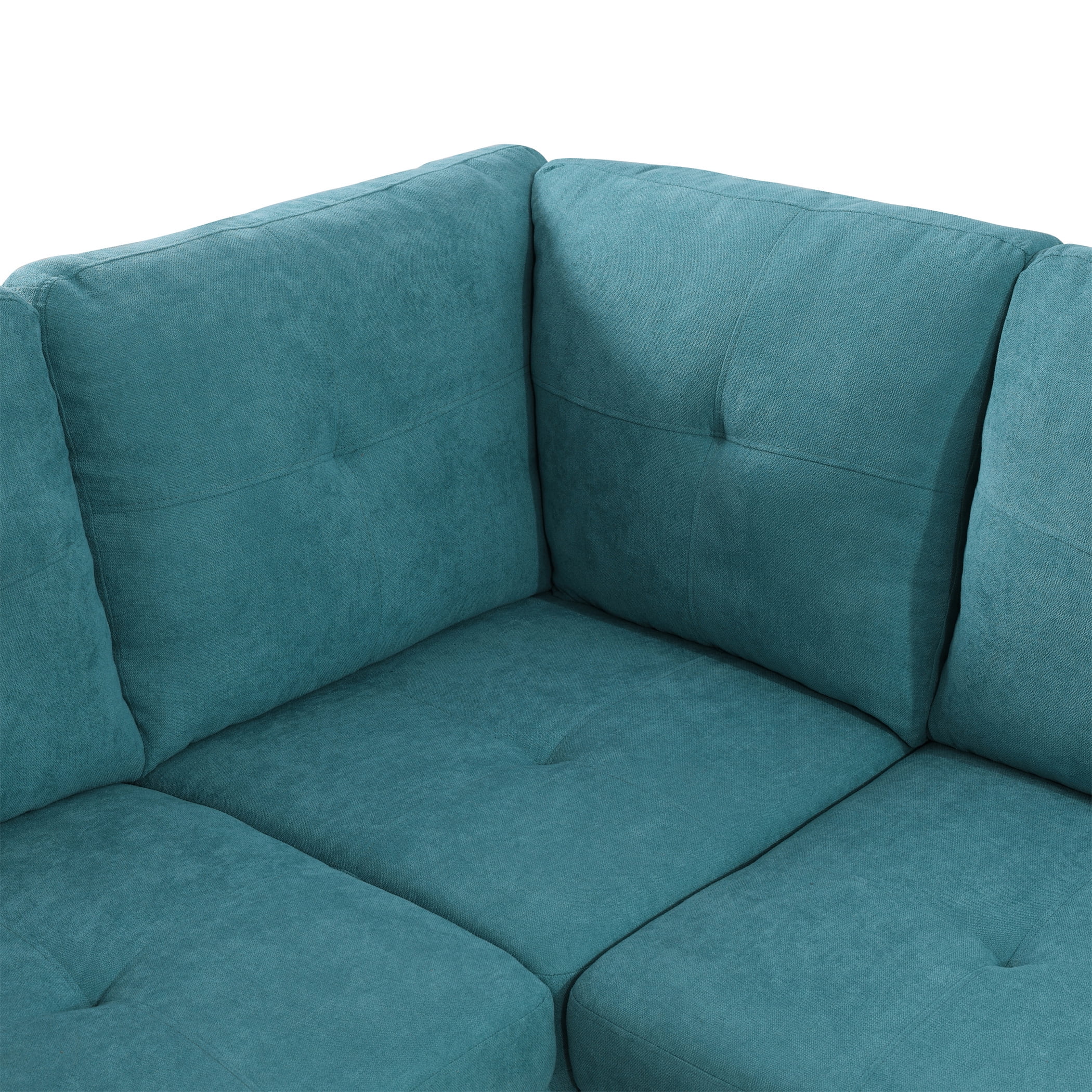 Aukfa 97" Classic Sectional Sofa 4 Seat L shape Couch with Oversized Left Chaise for Living Room, 2Pillows, Linen, Aqua Blue