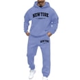 thumbnail image 2 of Valora Men's Suit Street Hoodie Tracksuit for Daily Casual Wear Comfortable Two Piece Set with Hooded Sweatshirt and Joggers Sky Blue 3XL, 2 of 4