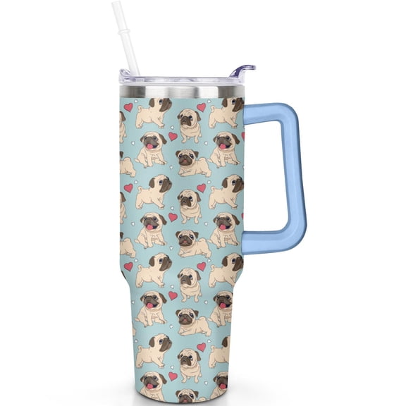 Double Insulated 40oz Dog Travel Mug with Spill Proof Lid, Handle and Straw – Coffee Tumbler Gift for Dog Parents on the Go