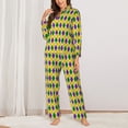 thumbnail image 2 of Fotbe Mardi Gras Purple Yellow Plaid Pattern Long Sleeve Pajama Set for Women,Sleepwear Set,2-piece Loungewear Set,Soft PJs Comfy Nightwear with Pockets -X-Large, 2 of 7