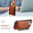thumbnail image 2 of Detachable Wallet Card Case For iPhone 15 Wallet Case Credit Card Holder, Premium Leather Kickstand Flip Hidden Magnetic Clasp Durable Shockproof Protective For iPhone 15, Brown, 2 of 11