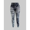 thumbnail image 2 of LovelyWholesale Mid Waist Imitation Denim Skinny Stretchy Women's Pants, 2 of 5