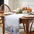 thumbnail image 4 of Fall Table Runner Thanksgiving Flower Pumpkin Table Runners Blue Floral Cotton Linen Dresser Scarf Kitchen Dining Table Decor for Fall Holiday Party Decor 13x72 Inch, 4 of 9