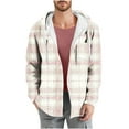 thumbnail image 3 of Gmluru Mens Jacket Plaid 2025 Check Print Pocket Long Sleeved Button Hooded Coat Outwear Plus Size, 3 of 6