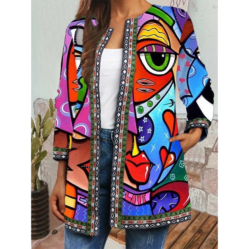 casual retro ethnic print jacket
