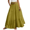 thumbnail image 3 of XINPING Maxi Skirts for Women High Waisted Straight Floral Cute Flowy Elastic Waisted Casual Pleated Skirts with Pockets, 3 of 6