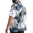thumbnail image 3 of Swan Men's Button Down Hawaiian Poplin Shirt Summer Beach Printed Casual Short Sleeve Unisex Shirts, 3 of 6