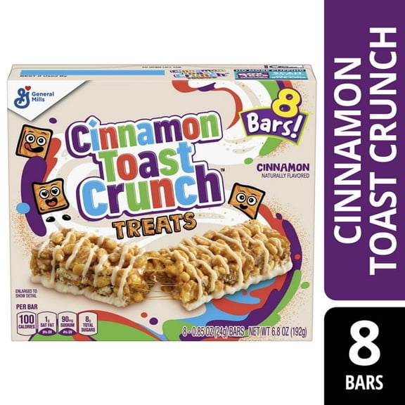 Cinnamon Toast Crunch Breakfast Cereal Treat Bars, Snack Bars, 8 Ct pack of 1