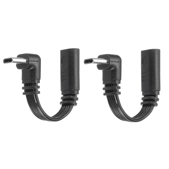 Uxcell 2 Pack Flat USB C Cable, 2 Inch 90 Degree Male to Female Adapter Silicone 480Mbps Speed Type-C Extension Flat Cables for Phone Tablet Laptop Car Chargers
