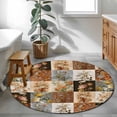 thumbnail image 3 of Round Rug 4Ft Washable Non-Slip, Floral Patchwork Circle Area Rugs for Living Room Bedroom, Vintage Country Geometric Flower Indoor Floor Mats Carpet Runner for Home Decor Aesthetic, 3 of 8