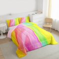 thumbnail image 3 of Manfei Colorful Waves Stripe Bedding Comforter Set,Moedern Abstract Geometric Twin Comforter Sets,Multicolor Lines Striped Bedding Set For Girls,Luxury Bedroom Decor Reversible,2 Pieces, 3 of 8