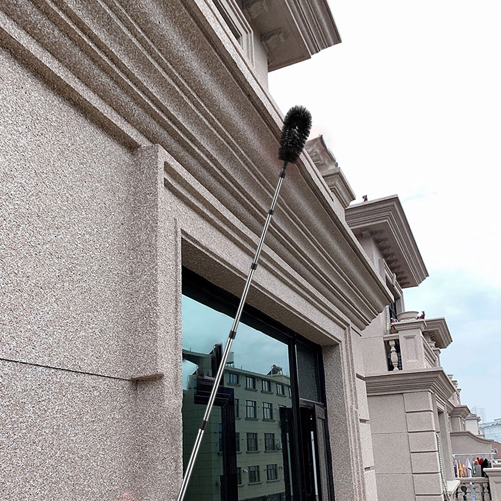 Gutter Cleaning Brush Roofing Tool With 8Pcs Telescopic Extendable Pole 10.5ft Gutter Cleaner Easy Leave Gutter Cleaning Tools For Cleaning Leaves/Window/Gutter/Hanging Light Nylon Scrub Brush with