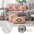 thumbnail image 6 of Pink Black Yellow Boho Outdoor Waterproof Pillow Covers, Simple Romantic Abstract Geometric Decorative Square Throw Pillowcase Sofa Cushion Sham for Patio/Couch/Chair, 20"x20" 2 Pack, 6 of 8